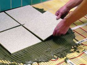 Tiles on floor heating