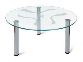 Glass coffee table with his hands