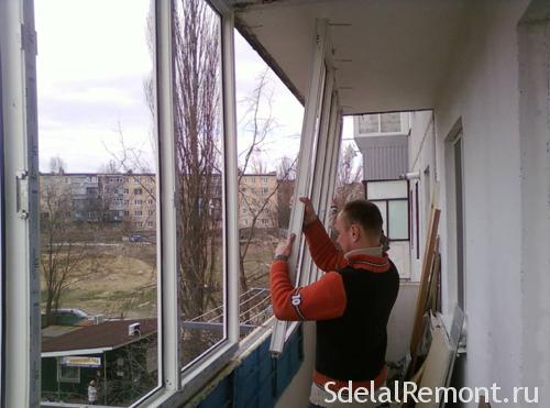 Installation of plastic windows the loggia 