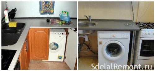 Install the washing machine in the kitchen