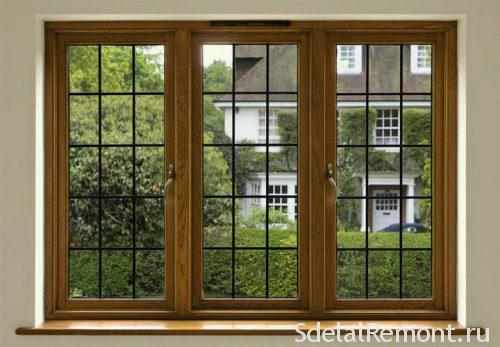 Modern wooden windows with double glazing 