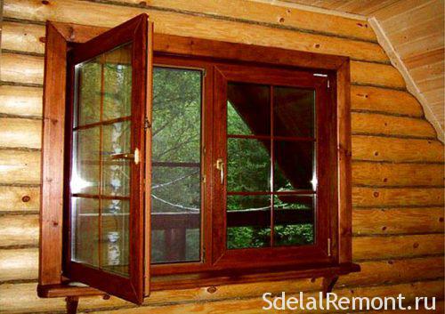 Wooden windows with glass for flat 