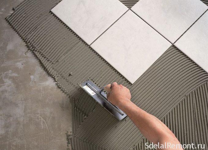 Как класть плитку на пол цементным раствором шлифовка бетона инструмент