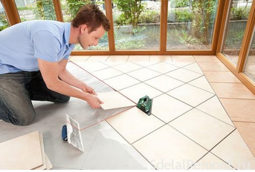 options for laying tiles on the floor: a photo