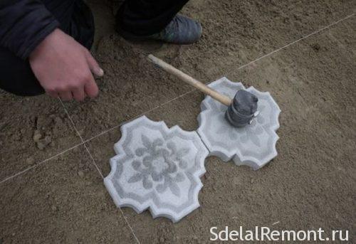 how to put the tiles on the concrete
