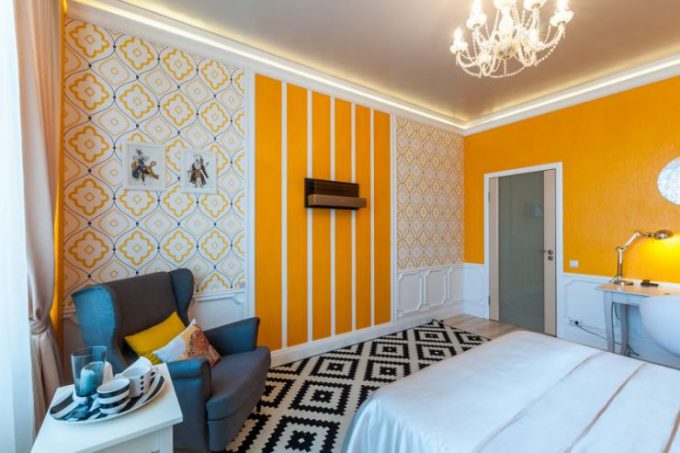 bedroom wallpaper orange