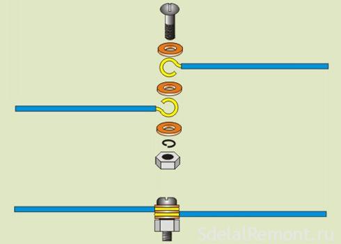 Соединение винтовым зажимом, через шайбы фото