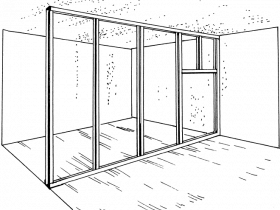 Схема перегородки з гіпсокартону