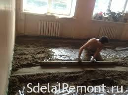 Semi-dry screed without beacons