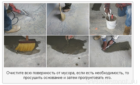 Выравнивание пола самовыравнивающейся смесью