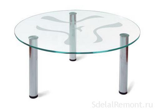 Glass coffee table with his hands