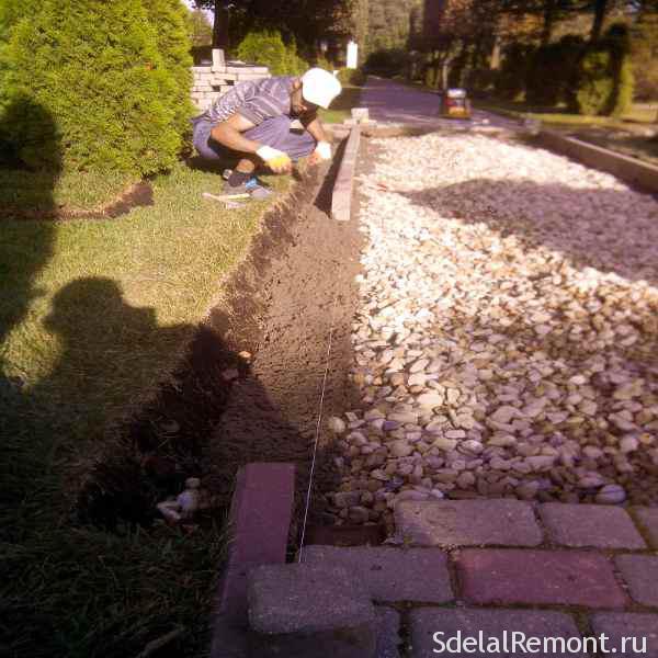 выставить бордюр