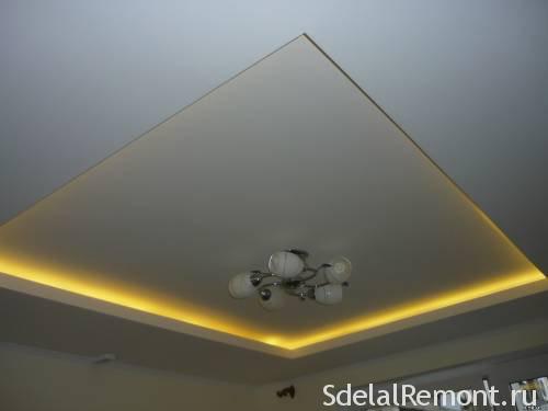 Как сделать двухуровневый потолок из гипсокартона с подсветкой